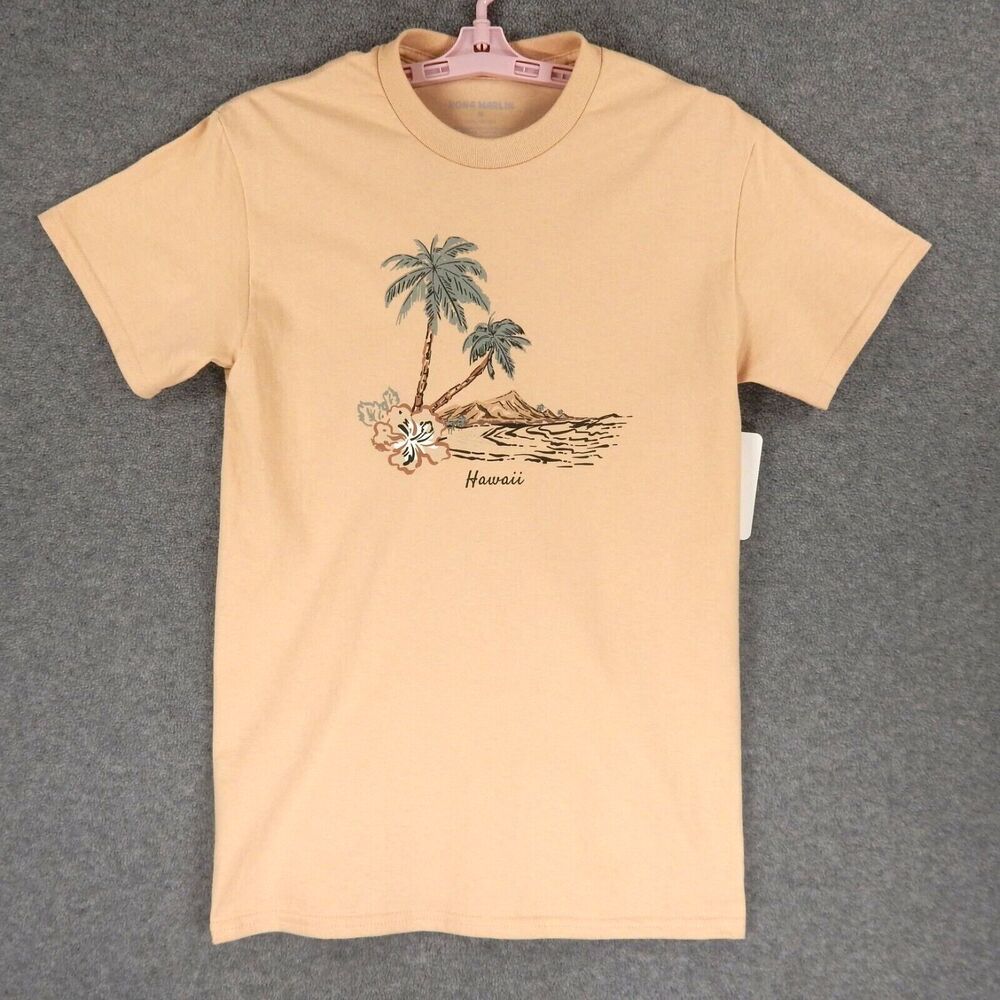 Hawaii Tropical Womens TShirt Medium Pink Island Palm Tree Hibiscus Kona Marlin